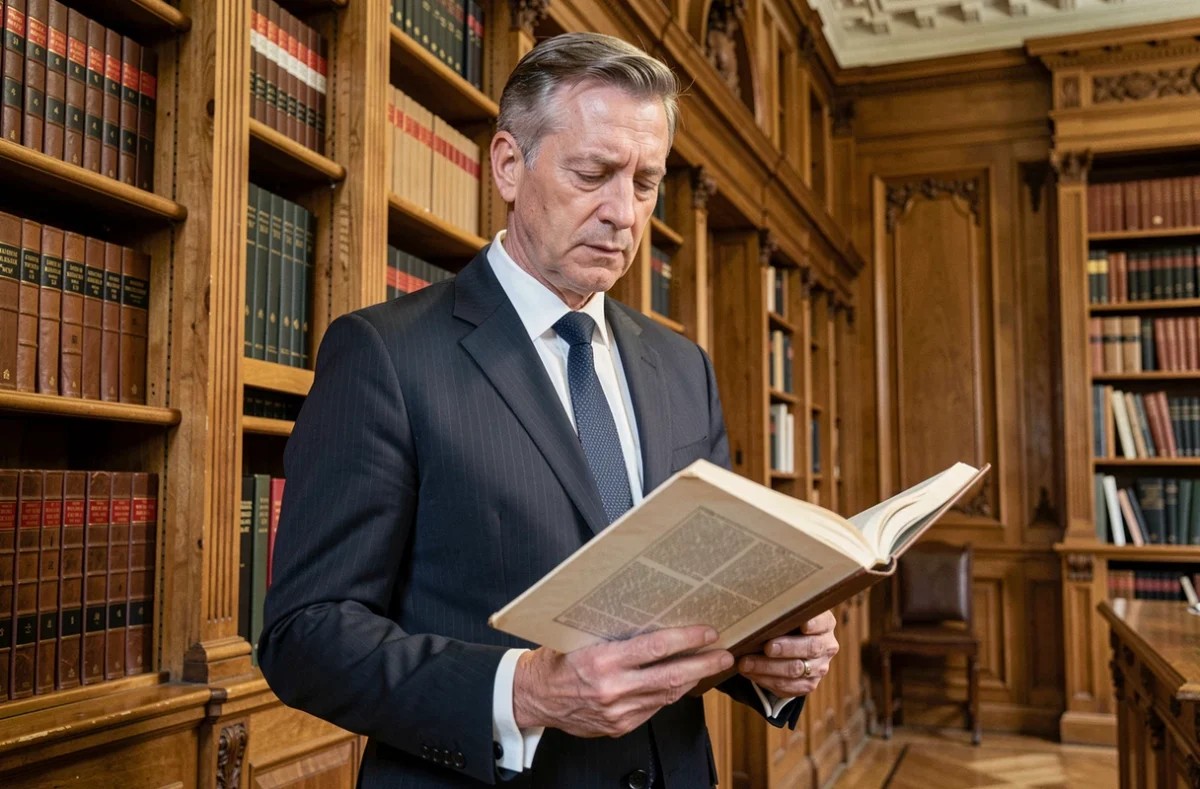 Avocat français tenant la Constitution dans une bibliothèque juridique parisienne, illustrant l'article 16 de la DDHC et les droits fondamentaux
