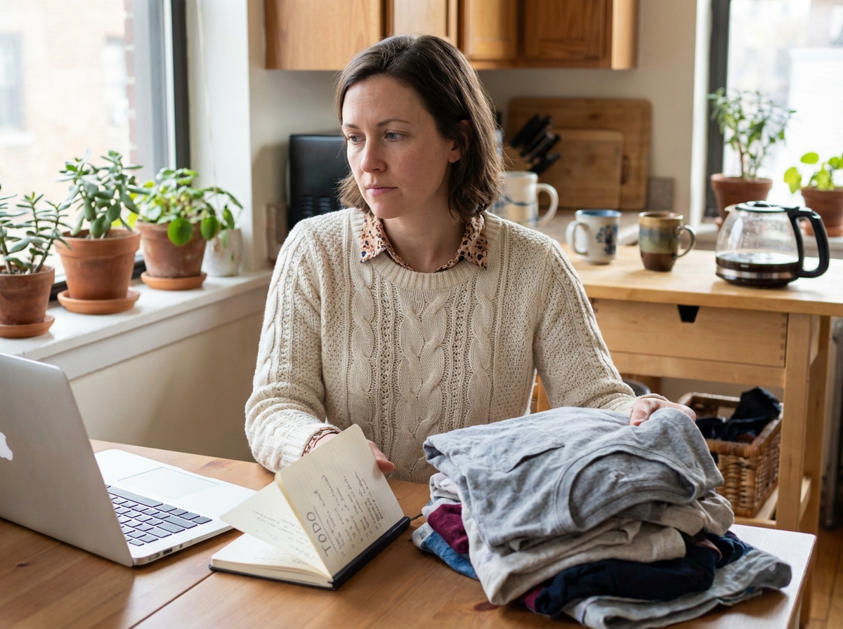 Femme en casual au travail à la maison